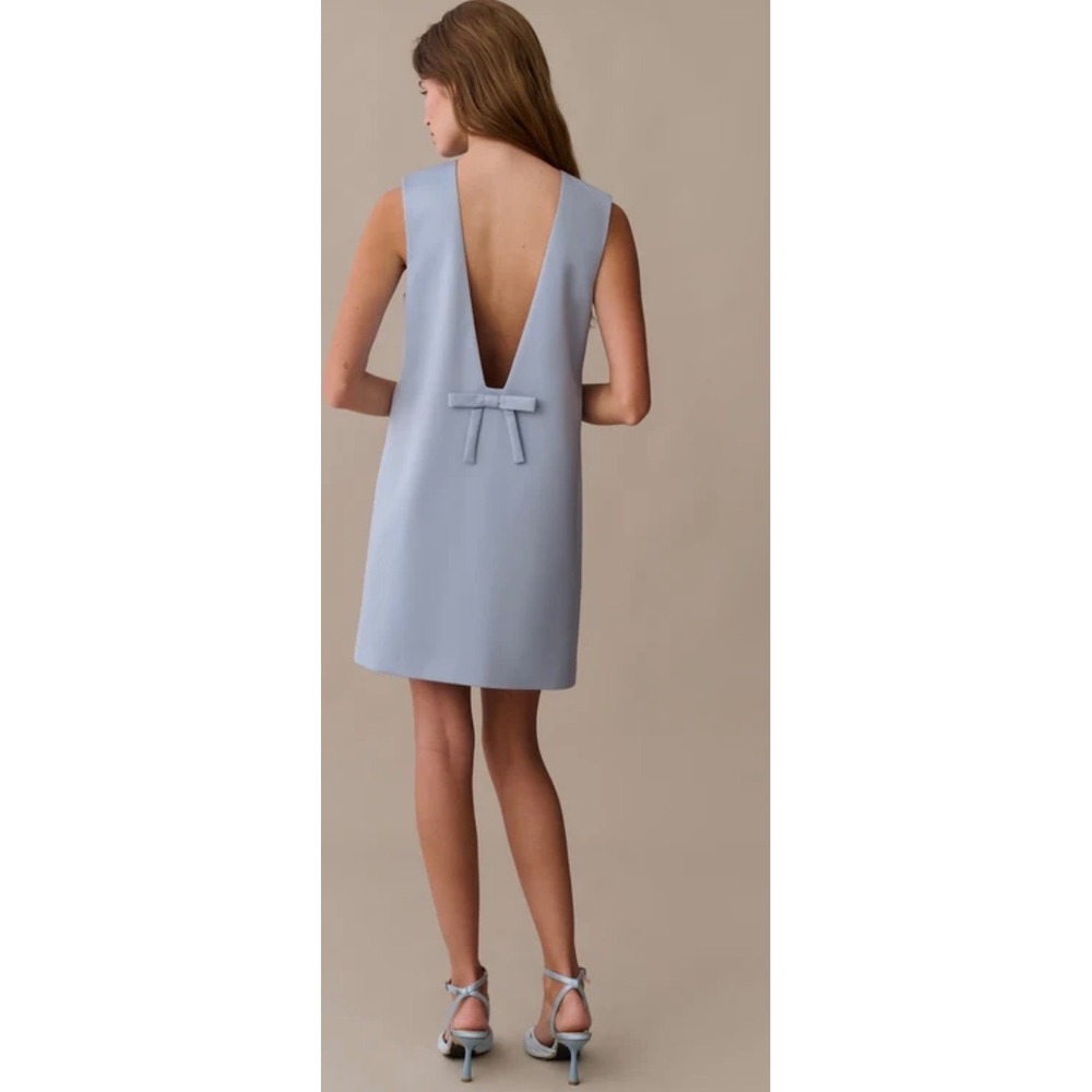 Few Moda o.p.t One Pretty Time Blue Satin Sleeveless Bow Back Shift Dress Size 6